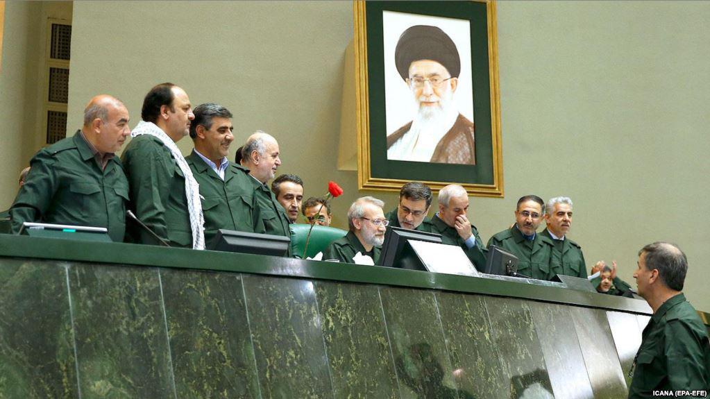 ifmat - Iranian lawmakers wear guard uniforms as show of support for IRGC