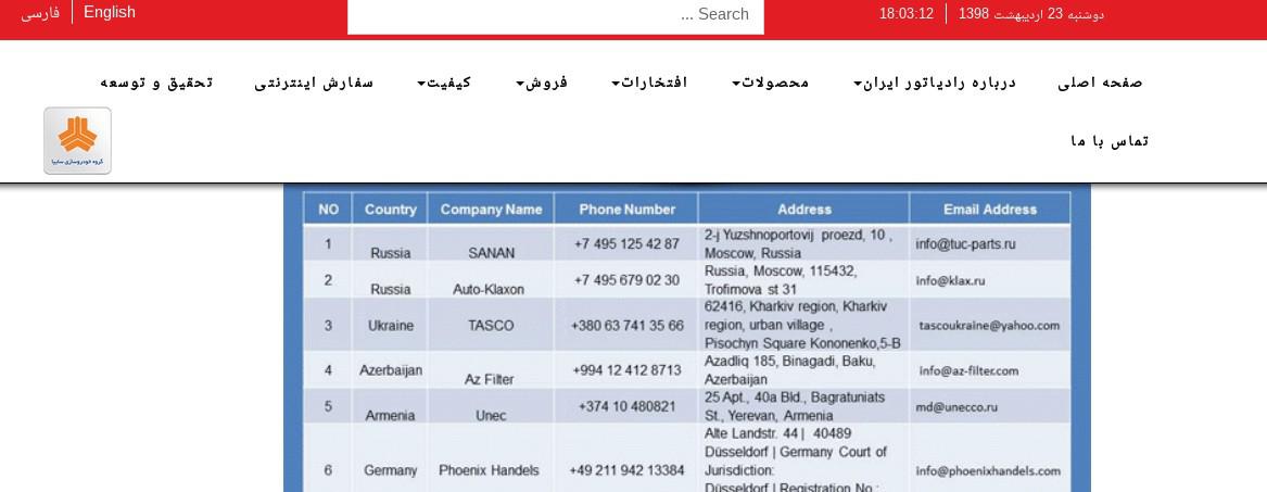 ifmat - Radiator Iran - Working Partners customers