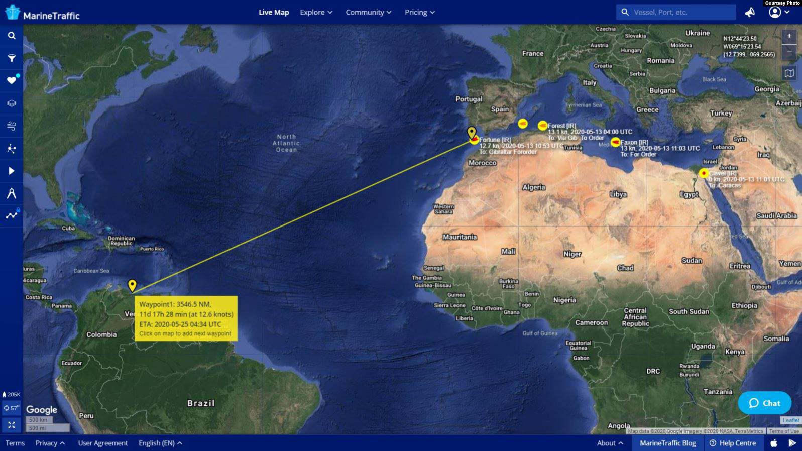 Iran tanker convoy of gasoline sailing to Venezuela