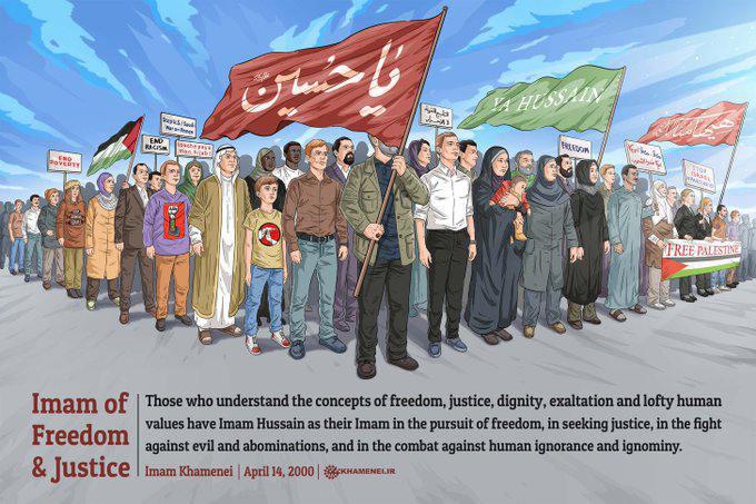 ifmat - Khamenei shows poster with terrorist Soleimani and BDS supporters