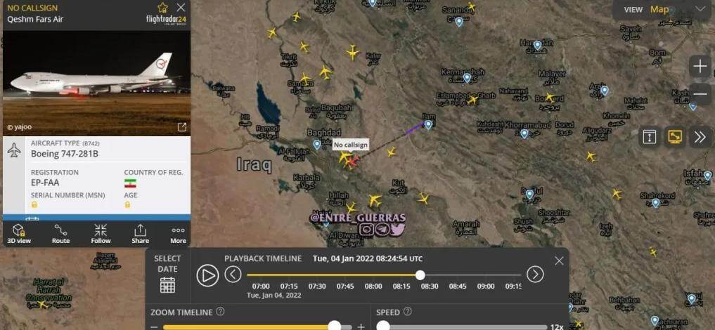 ifmat - Sanctioned Fars Air Qeshm EP-FAA from Tehran to Damascus1