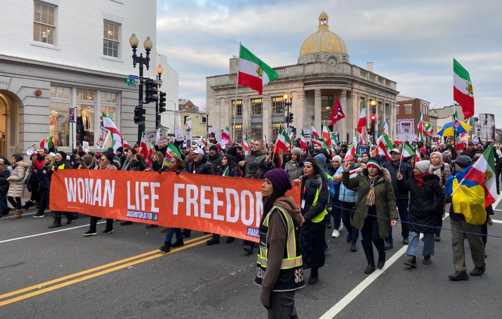 ifmat - Iranian Pro-Democracy Marchers Rally Before Ukrainian Embassy in Georgetown